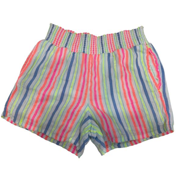 Vineyard Vines Pool Shorts Girls Large 14 Multicolor Neon Striped Pocket Beach - Picture 2 of 7